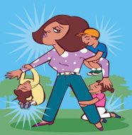 Mom or teacher with children N2