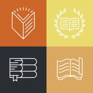 Vector set of outline education logos and icons