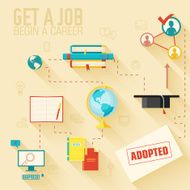 get a job for begin career infographic background