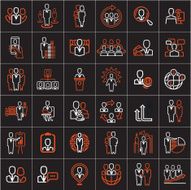 Line people icons set