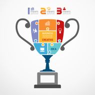 infographic Template with trophy jigsaw banner