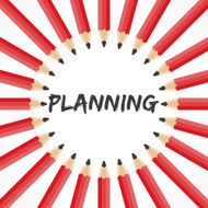 Planning word with pencil background