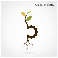 Green industry concept Small plant and gear symbol business green idea N3