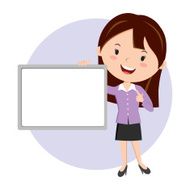 Woman holding whiteboard