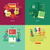 Set of flat design concept icons for foreign languages N3