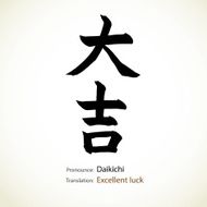 Word Excellent luck created by Japanese calligraphy