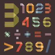 Font from retro colored scotch tape - Arabic numerals