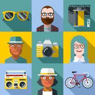 Hipster lifestyle people square icon set 2 Trendy illustrations