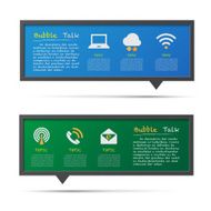 Network icon and 3D bubble talk blackboard