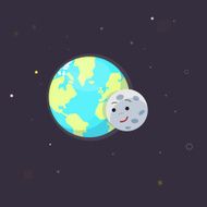 earth and moon love - vector illustration