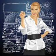 Vector Business Woman Writing Something N4