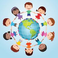 Children of the world America globe N2