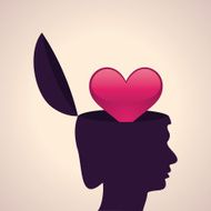 Thinking concept- male face with like symbol