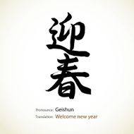 Japanese calligraphy Welcome new year