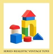 Colorful wooden blocks toy Series-Realistic vintage toys N2