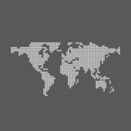 Abstract computer graphic World map of white round dots