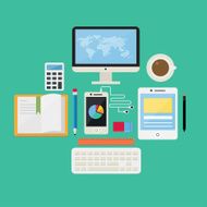 Flat Design Concept Internet and E-Learning Icons Vectors N2