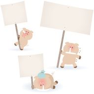 Sick pigs holding a blank sign for your message N2