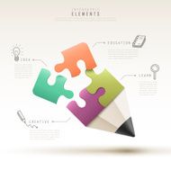 creative template with puzzle pencil infographic