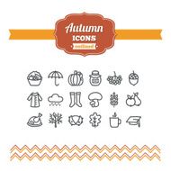 Set of hand-drawn autumn icons