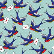 Old school pattern with birds and letters N16
