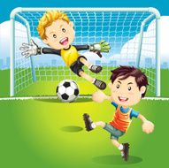 Children playing soccer outdoors N4