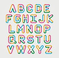 Alphabet line transparent color font style N6