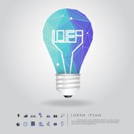 blue polygon idea light bulb with business icon
