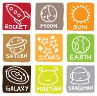 Moon and space icons blocks N2