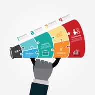 infographic Template with megaphone jigsaw banner