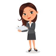 Business woman with touchscreen tablet
