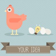 hen with egg and light bulb