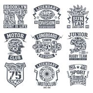 Sport emblem set graphic design for t-shirt