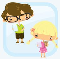 cute boy and girl playing Ipad N2