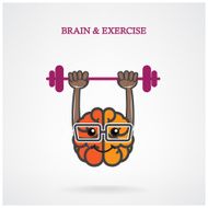 Creative left and right brain sign with the barbell