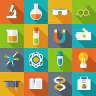 Retro experiments in a science chemistry laboratory icon concept N5