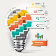 Business concept infographic template Lightbulb staircase idea