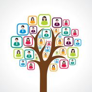 creative colorful social media people tree concept