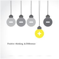 creative light bulb symbol with positive thinking and difference concept N2