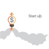 Creative light bulb sign and grey cloud Business