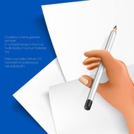 stack of papers with writing hand