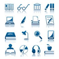 Book writing and reading icon set