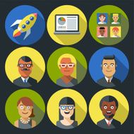 Business people circle icon set Trendy illustrations