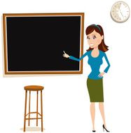 Woman teacher at chalkboard