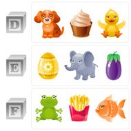 Alphabet letters D E F icon set N2
