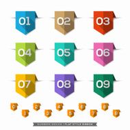 Number in Bookmark Label long shadow Flat Icons Set N2