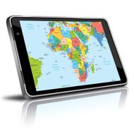 Africa map in a digital tablet