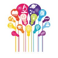 Bulb with icons of education and technology N3