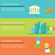 Flat set of social business life horizontal banners flat design