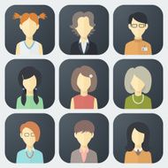 Female Faces Icons Set N5